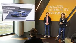 From left to right: Clara-Marina Martinez (Development Engineer in the virtual ADAS) and Julia Lenz (Development Engineer Advanced Driver Assistance Systems (ADAS))